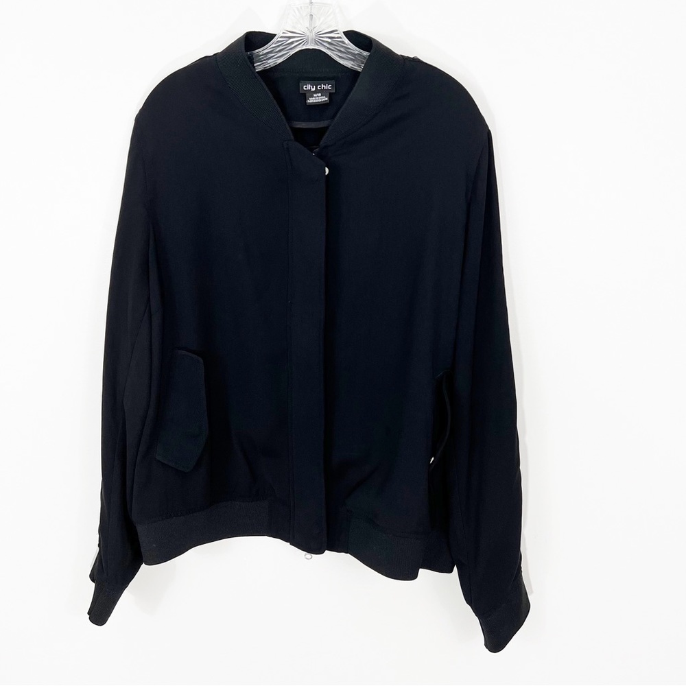 City Chic Black Bomber Jacket Zip Up M/18